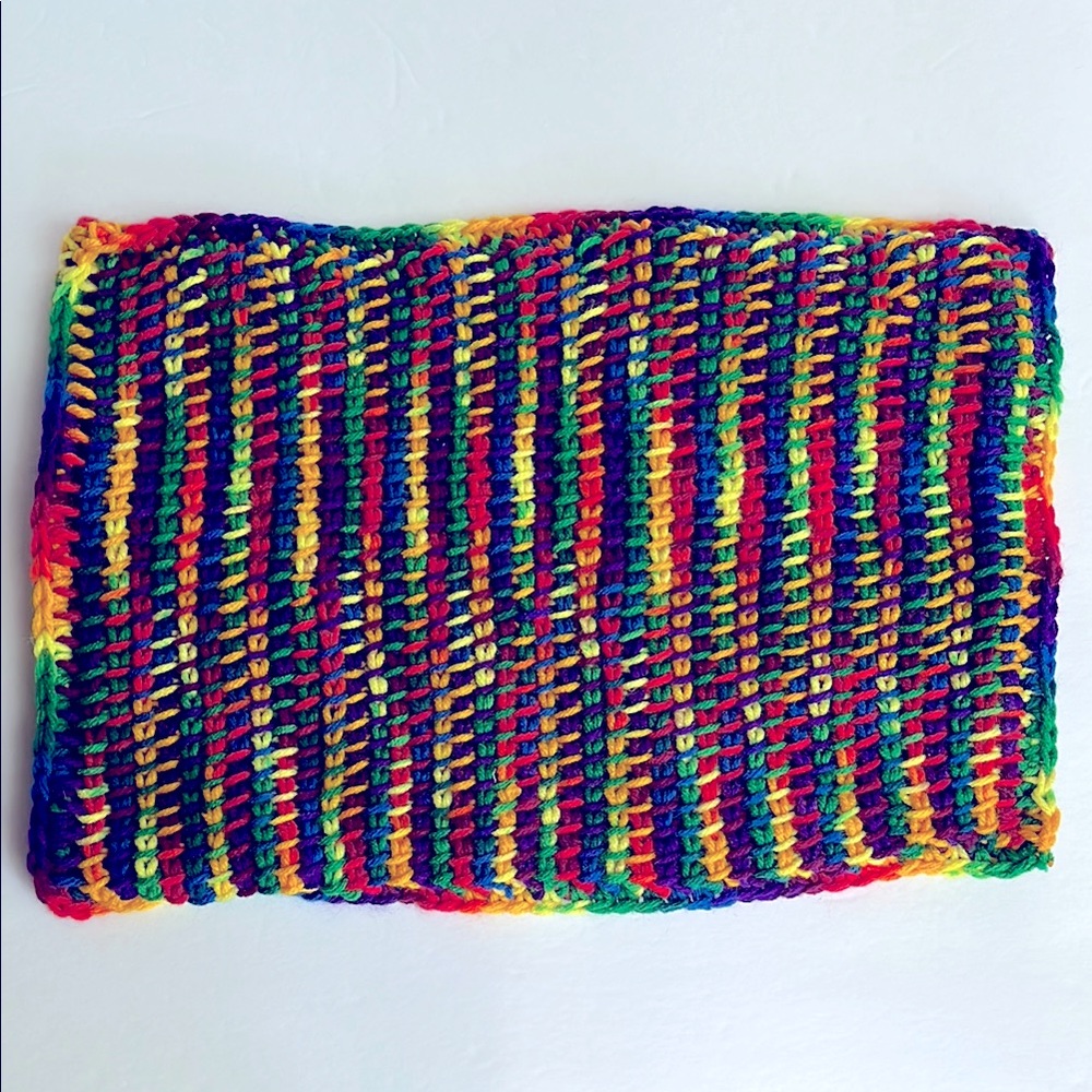 Crochet Rainbow Trivet Runner Mat Handmade Wall Decor Colorful Rectangular - Picture 2 of 9